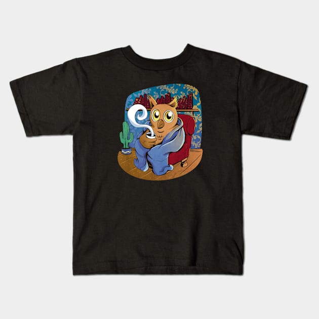 eagle owl Kids T-Shirt by lunacreat